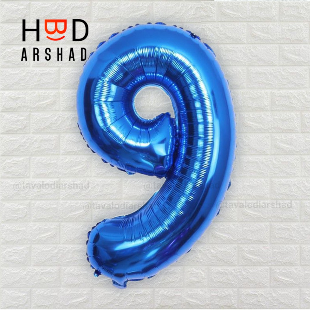 بادکنک فویلی عدد 9 آبی ۳۲ اینچ